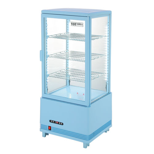 사면 유리 냉장 쇼케이스 업소용 미니 카페쇼케이스 제과 음료 냉장고 78L 화이트 양문형