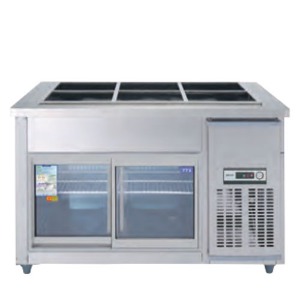 우성 CWS-120RBG 업소용 반찬 테이블 냉장고 찬 밧드 일반형 직냉식 아날로그 유리도어 1200x700x800mm