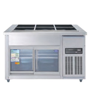 우성 CWSM-120RBG 업소용 반찬 테이블 냉장고 찬 밧드 일반형 직냉식 디지털 유리도어 1200x700x800mm