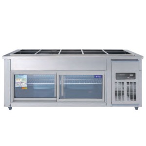 우성 CWSM-180RBG 업소용 반찬 테이블 냉장고 찬 밧드 일반형 직냉식 디지털 유리도어 1800x700x800mm