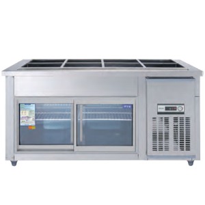 우성 CWS-150RBG 업소용 반찬 테이블 냉장고 찬 밧드 일반형 직냉식 아날로그 유리도어 1500x700x800mm