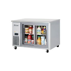 부성 에베레스트 B120CH-2RROS-E 업소용 콜드 테이블 냉장고 유리도어 미닫이방식 간냉식 1206x700x840mm