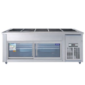 우성 CWS-180RBG 업소용 반찬 테이블 냉장고 찬 밧드 일반형 직냉식 아날로그 유리도어 1800x700x800mm